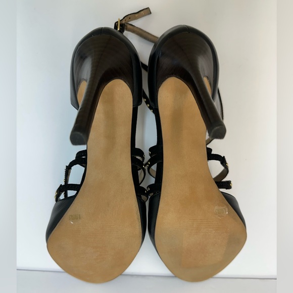 Julianne Hough for SoleSociety Black Strappy Heels with Gold Accents - Picture 3 of 7